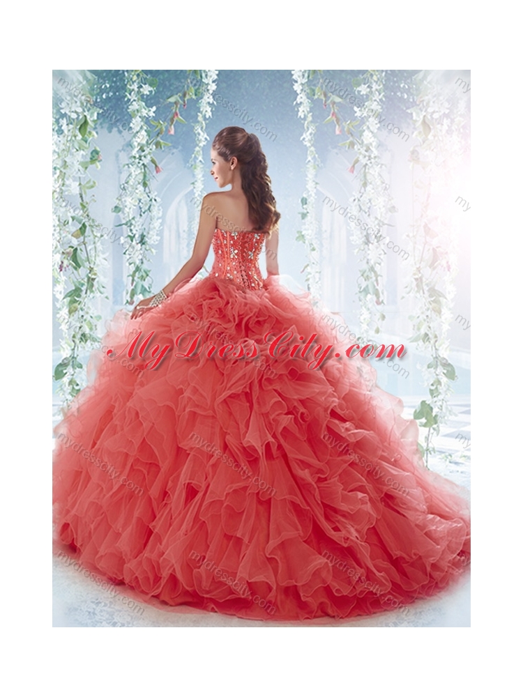 Pretty Brush Train  Detachable Quinceanera Skirts with Beading and Ruffles