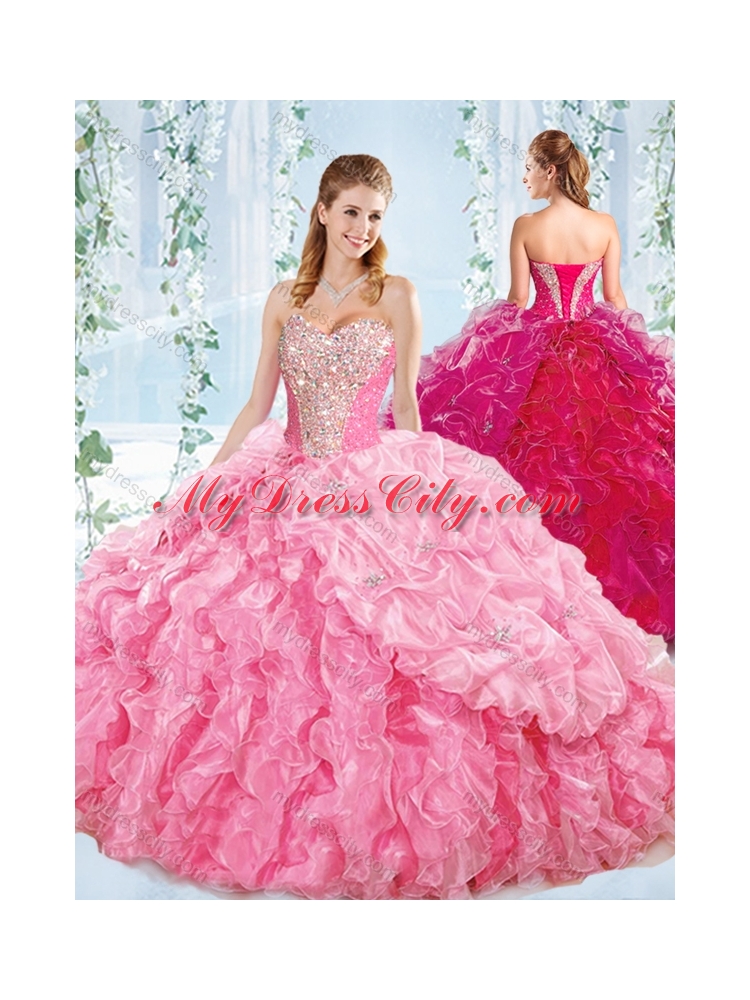 Best Selling Sweetheart Quinceanera Dress with Beaded Bodice and Ruffles