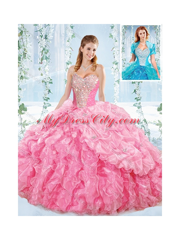 Best Selling Sweetheart Quinceanera Dress with Beaded Bodice and Ruffles