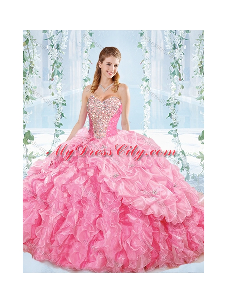 Best Selling Sweetheart Quinceanera Dress with Beaded Bodice and Ruffles