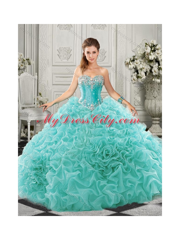 Classical Big Puffy Beaded and Ruffled Sweet 16 Quinceanera Dresses in Organza