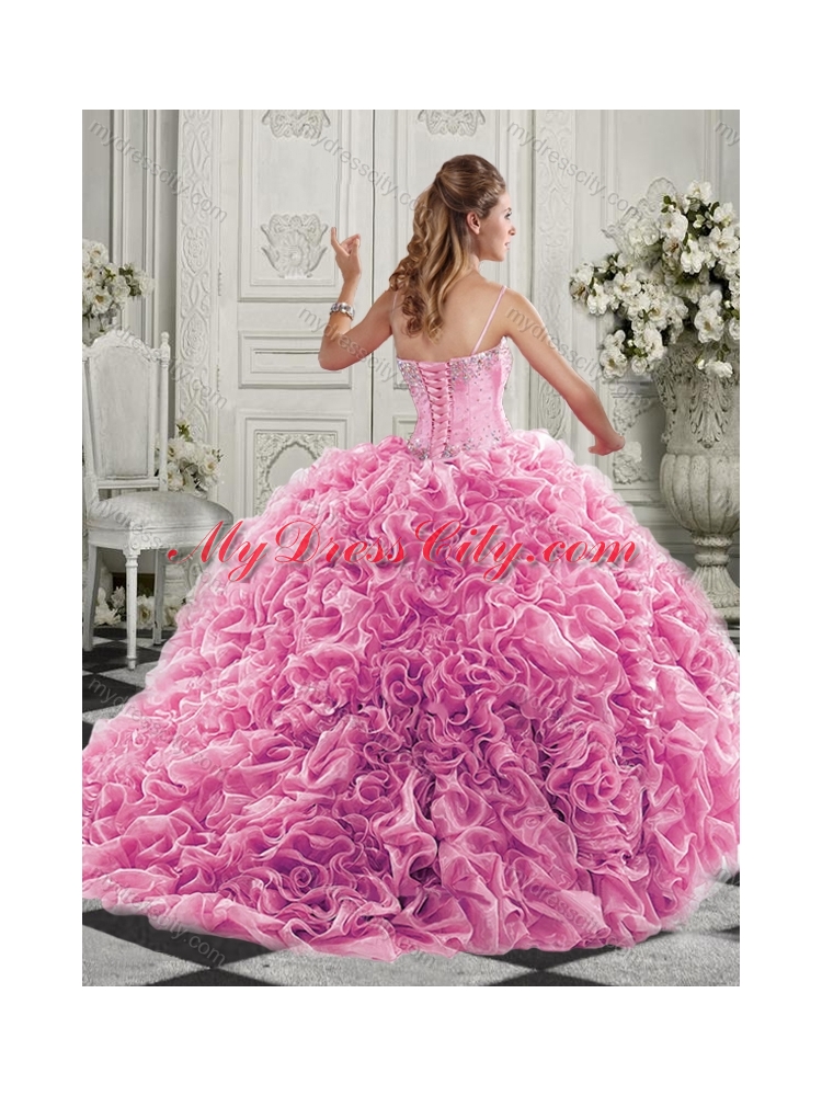 Classical Big Puffy Beaded and Ruffled Sweet 16 Quinceanera Dresses in Organza