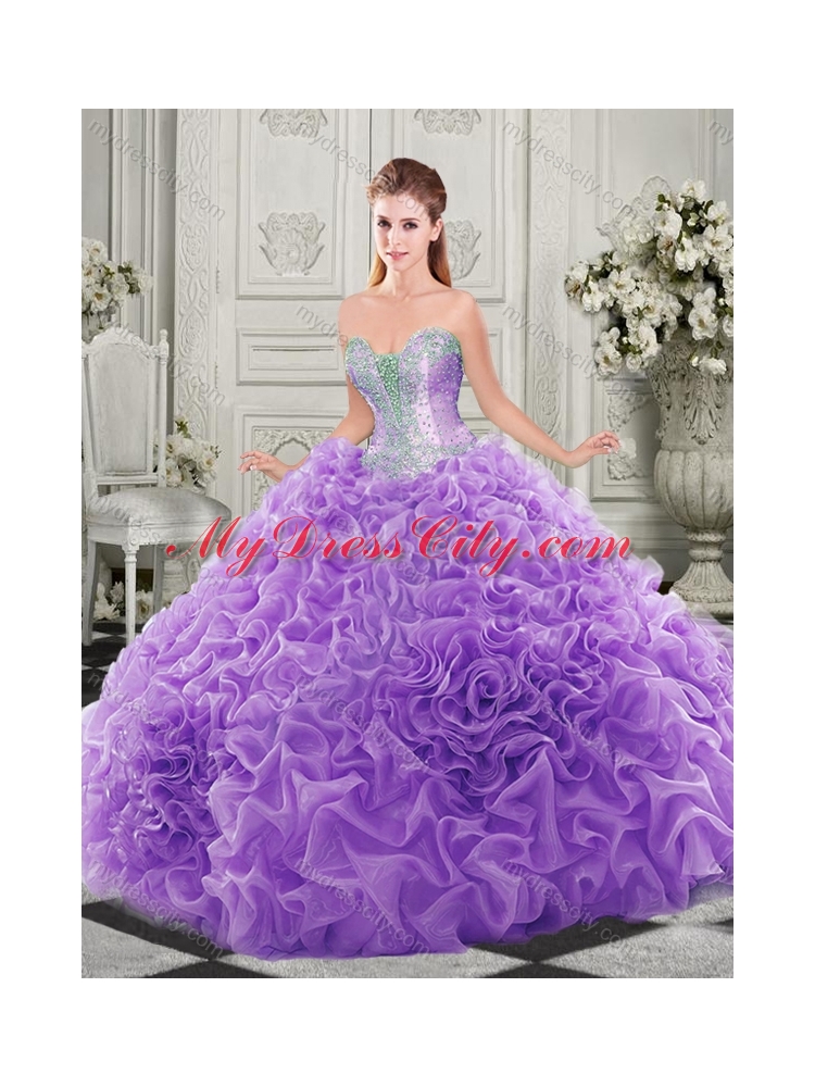 Popular Beaded and Ruffled Aqua Blue Sweet 16 Quinceanera Dress with Detachable Straps