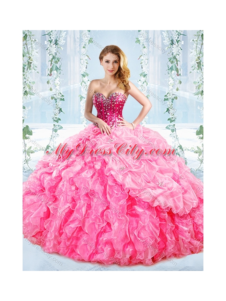 Visible Boning Big Puffy Detachable Quinceanera Skirts with Ruffles and Beading