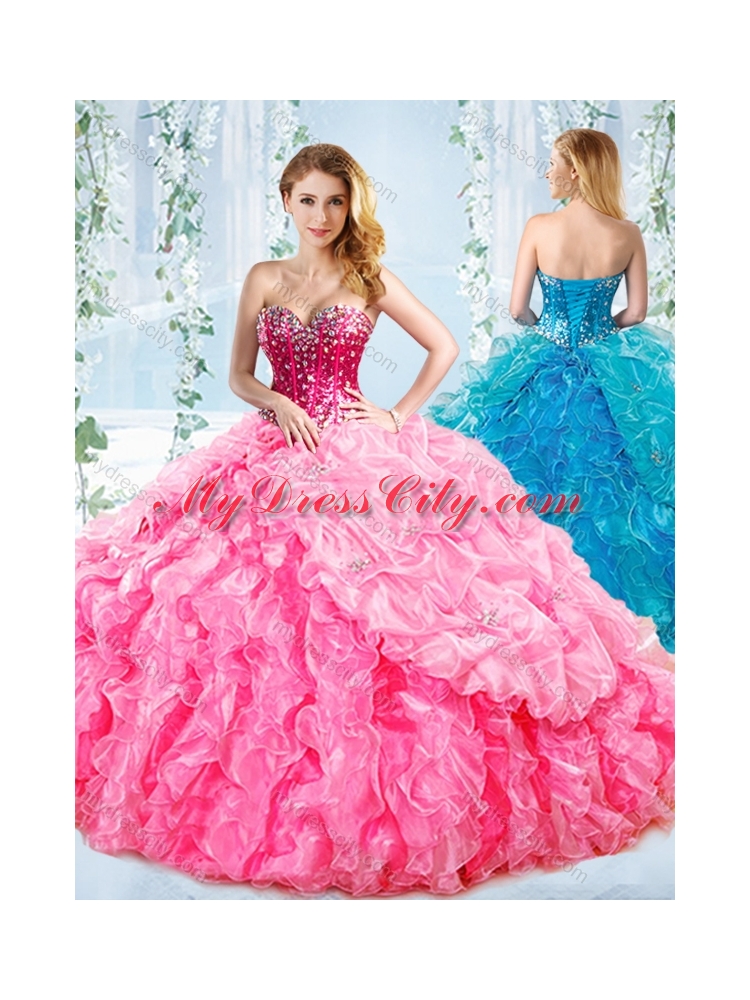 Visible Boning Big Puffy Detachable Quinceanera Skirts with Ruffles and Beading