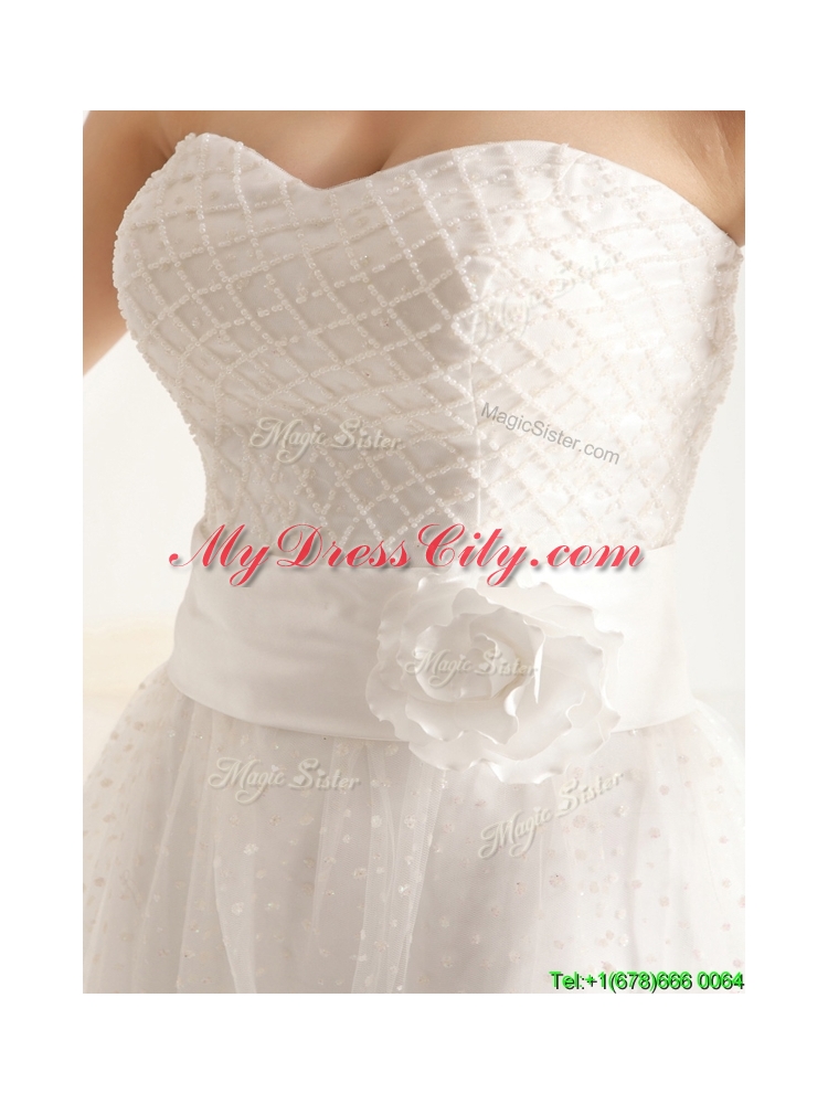 Fashionable Beaded and Sashes Wedding Dresses with Empire