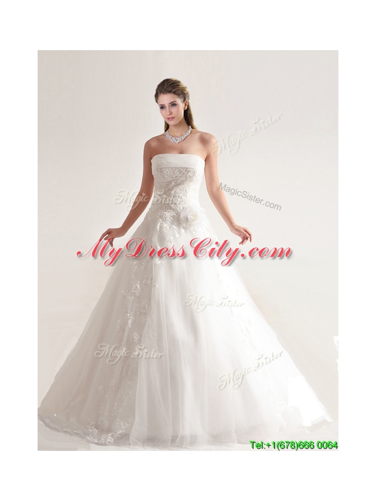 Artistic A-line Wedding Dresses with Hand Crafted and Appliques