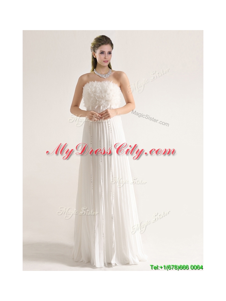 Elegant Empire Strapless Wedding Dresses with Ruffles