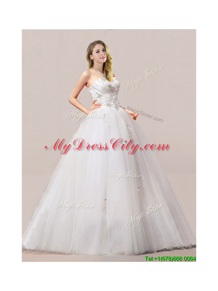 Luxurious Ball Gown Beaded and Applique Wedding Dresses with Strapless