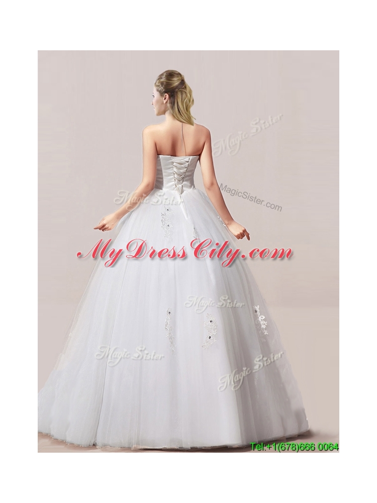 Luxurious Ball Gown Beaded and Applique Wedding Dresses with Strapless