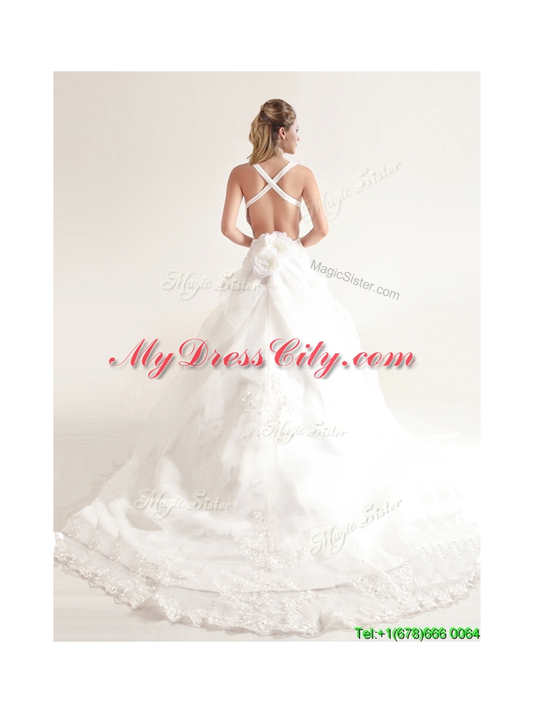 Popular Spaghetti Straps Court Train Wedding Dresses with Beading and Appliques