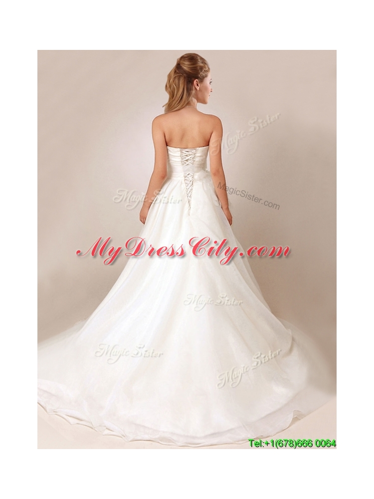 Lovely Princess Bowknot and Ruffled Wedding Dresses with Court Train