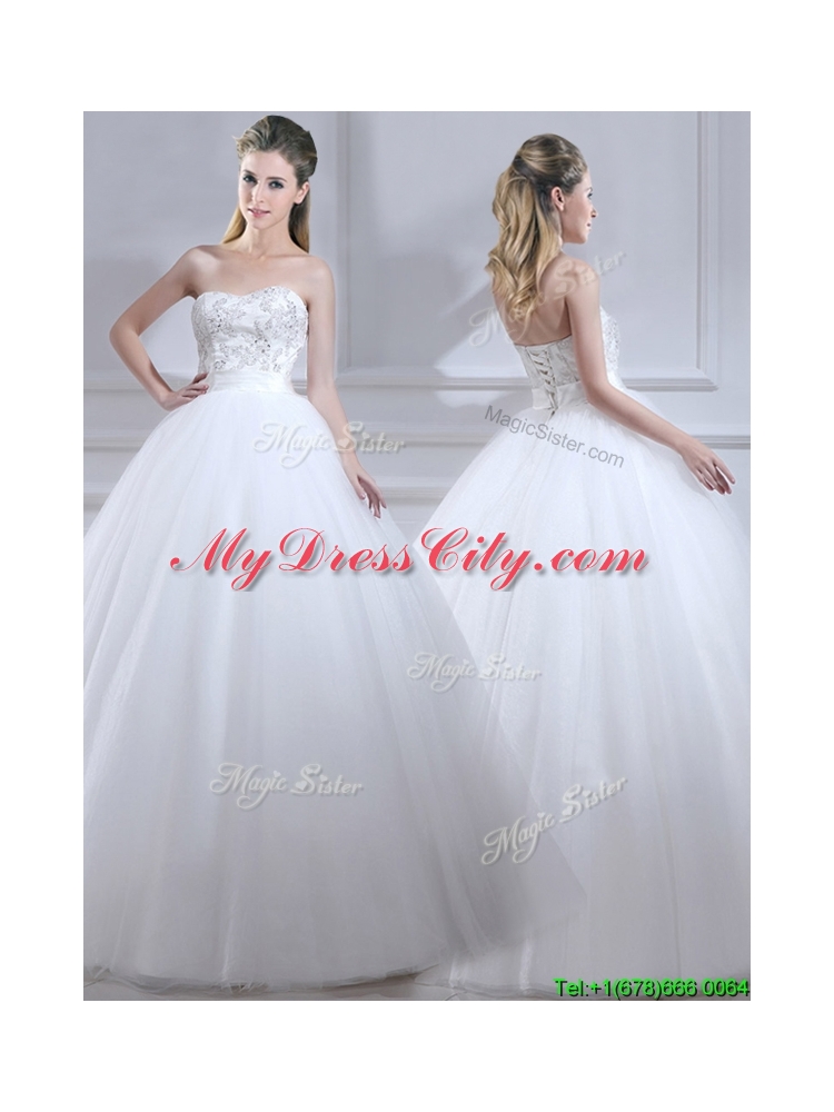 Popular Ball Gown Wedding Dresses with Beading and Sashes