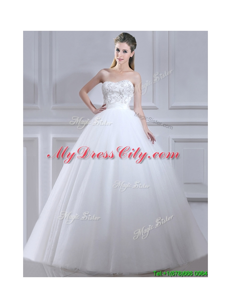 Popular Ball Gown Wedding Dresses with Beading and Sashes