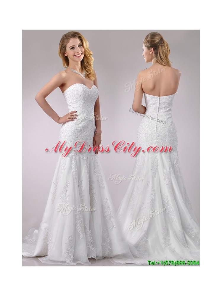 Popular Mermaid Wedding Dresses with Beading and Appliques