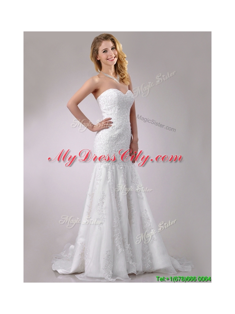 Popular Mermaid Wedding Dresses with Beading and Appliques