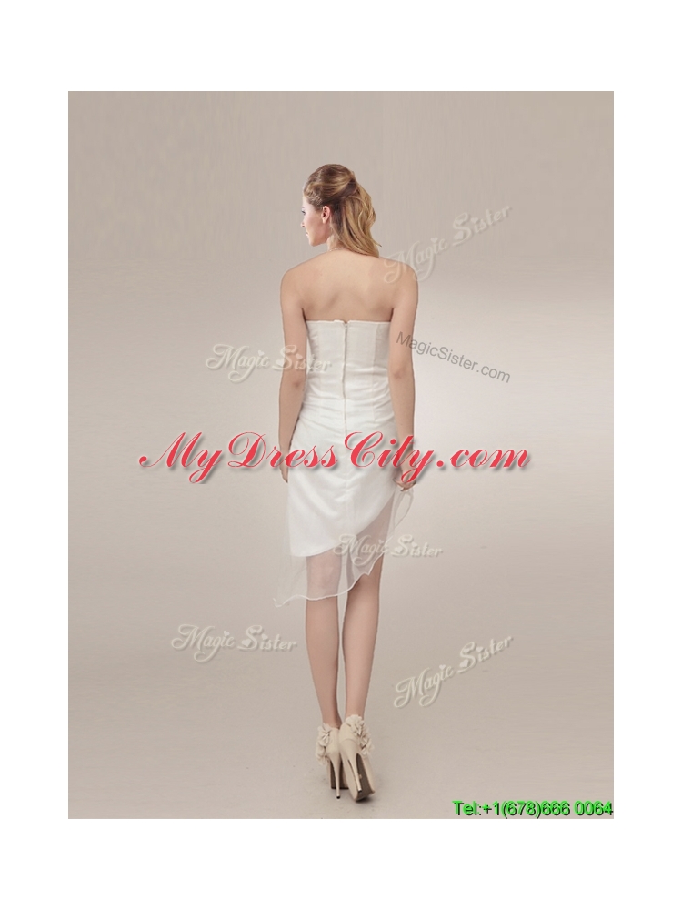 Sexy See Through Asymmetrical Wedding Dresses with Ruching