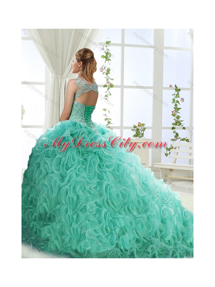 Lovely Sweetheart Beaded Detachable Quinceanera Dresses with Rolling Flower