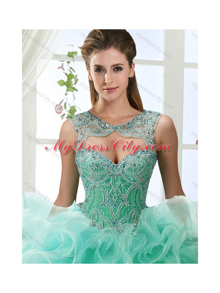 Lovely Sweetheart Beaded Detachable Quinceanera Dresses with Rolling Flower