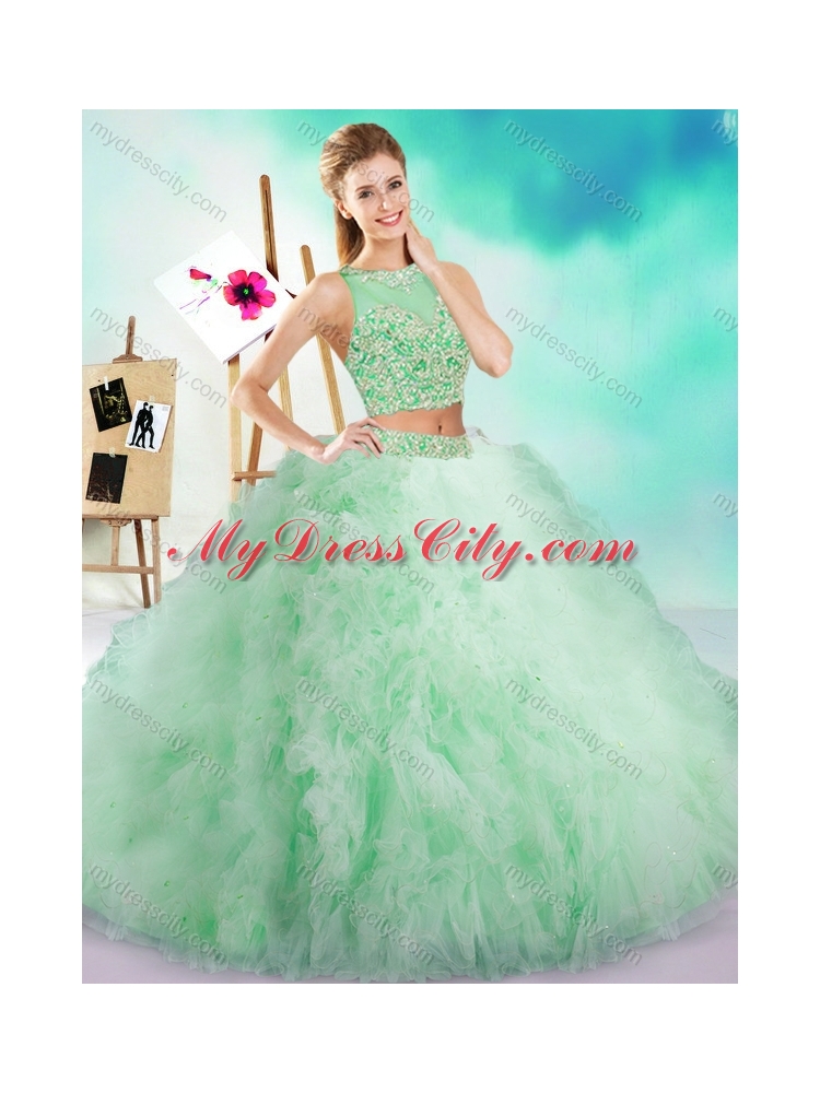 Classical Beaded and Ruffled Fuchsia Best Quinceanera Dresses with See Through