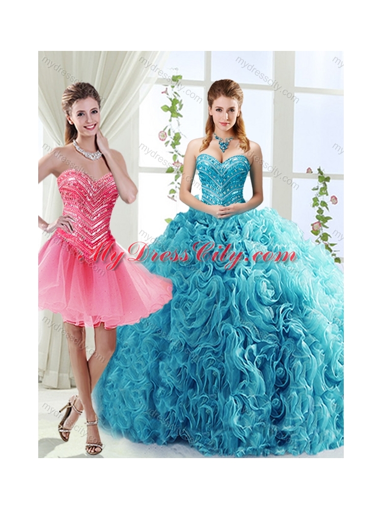 Classical Big Puffy Beaded Detachable Detachable Quinceanera Skirts in Rolling Flower