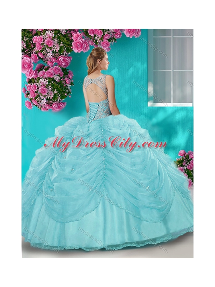 Classical Big Puffy Champagne Quinceanera Dress with Beading and Bubbles