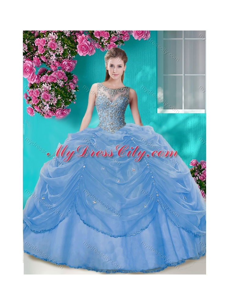 Classical Big Puffy Champagne Quinceanera Dress with Beading and Bubbles