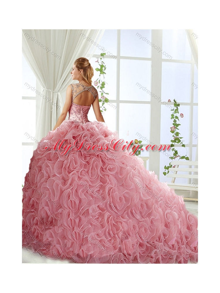 Luxurious See Through Scoop Green Detachable Quinceanera Skirts with Brush Train