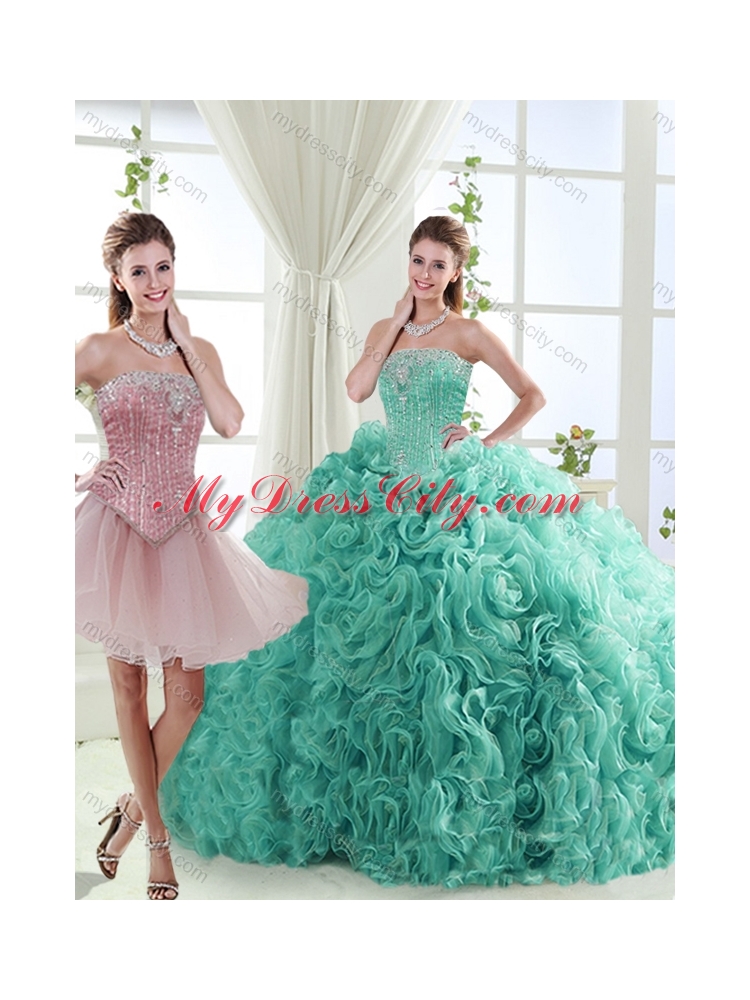 Popular Beaded Big Puffy Detachable Quinceanera Skirts in Rolling Flower