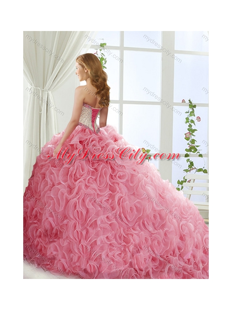 Sophisticated Rolling Flowers Detachable Quinceanera Skirts with Brush Train