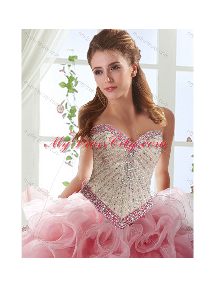 Sophisticated Rolling Flowers Detachable Quinceanera Skirts with Brush Train