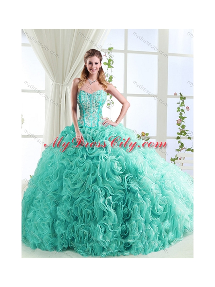 Visible Boning Rolling Flowers Detachable Quinceanera Skirts with Beading