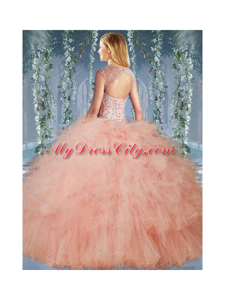 Exclusive Beaded and Ruffled Pretty Quinceanera Dress with Detachable Straps