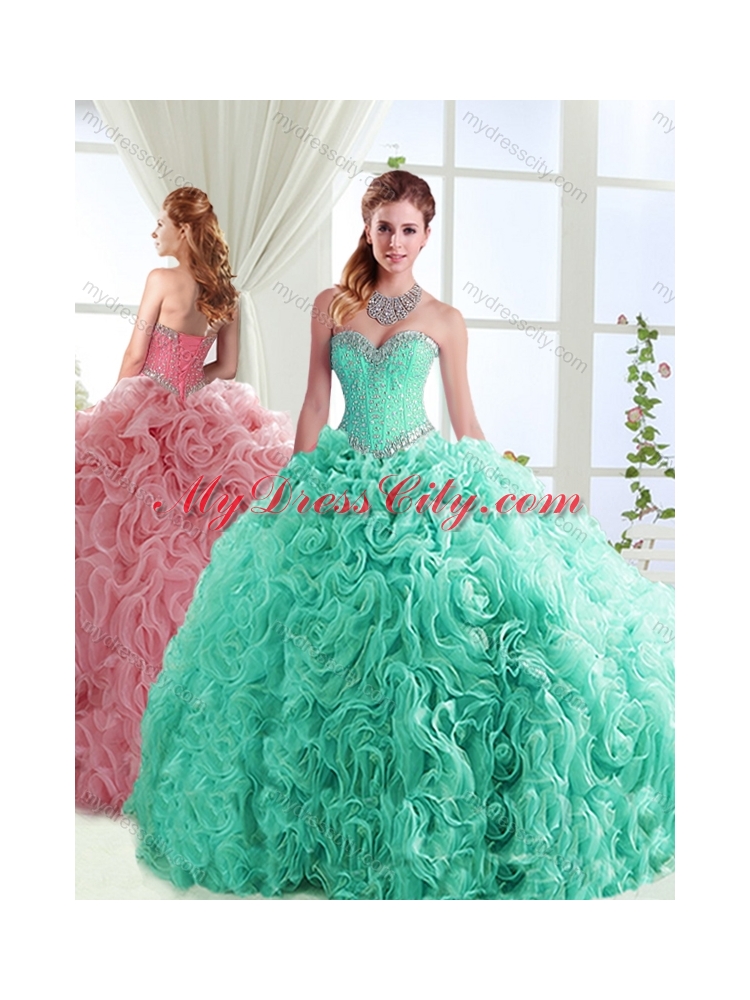 Exclusive Beaded Really Puffy Detachable Unique Quinceanera Dress in Rolling Flowers