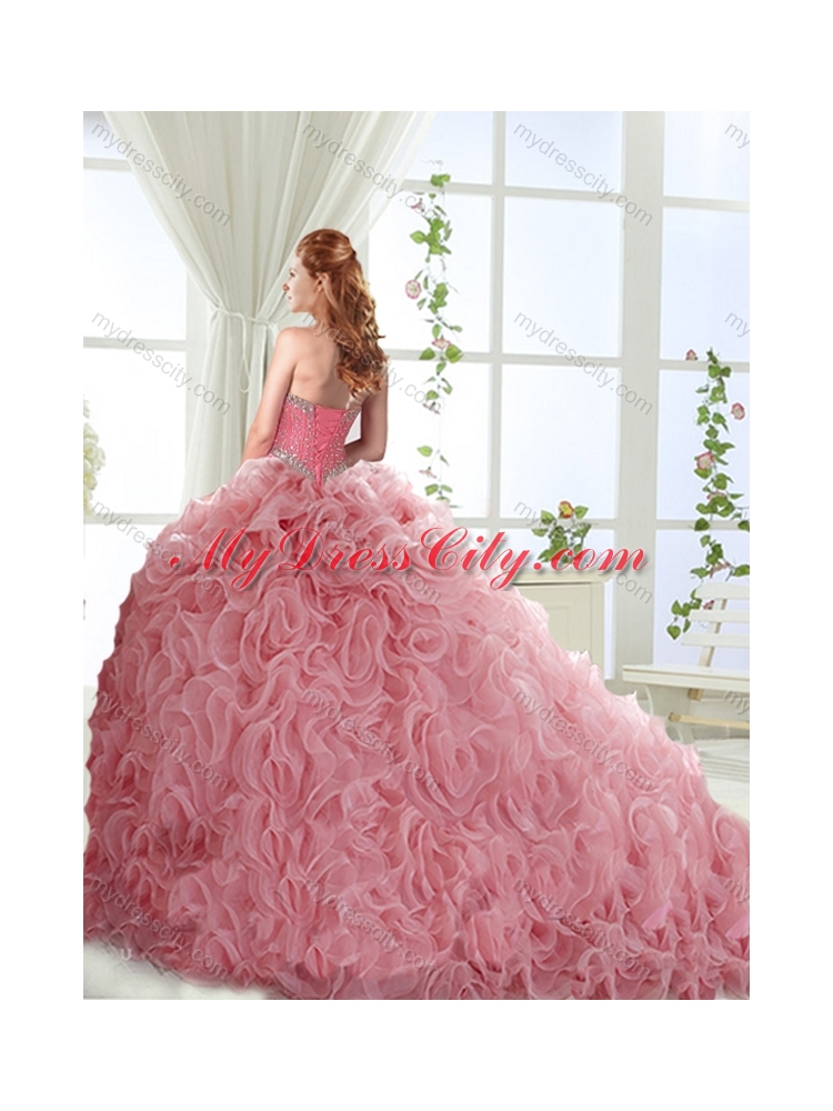 Exclusive Beaded Really Puffy Detachable Unique Quinceanera Dress in Rolling Flowers