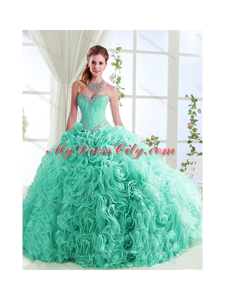 Exclusive Beaded Really Puffy Detachable Unique Quinceanera Dress in Rolling Flowers