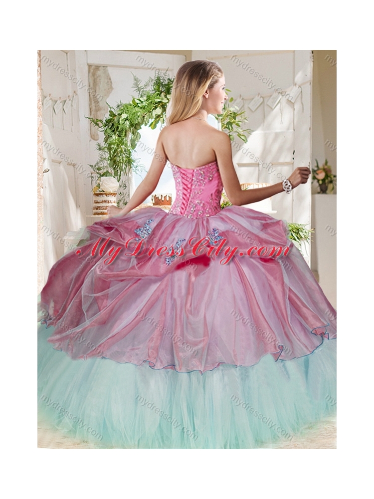 Gorgeous Beaded Bodice and Applique Big Puffy Unique Quinceanera Dress for 2016