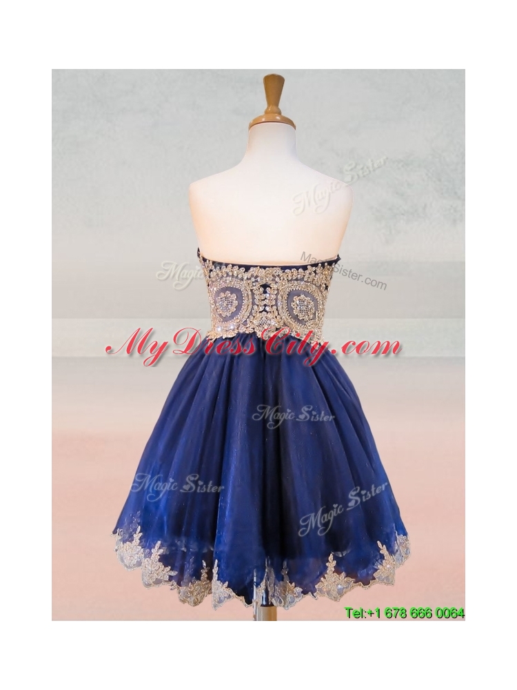 2016 Fashionable Organza Applique with Beading Bridesmaid Dress in Royal Blue