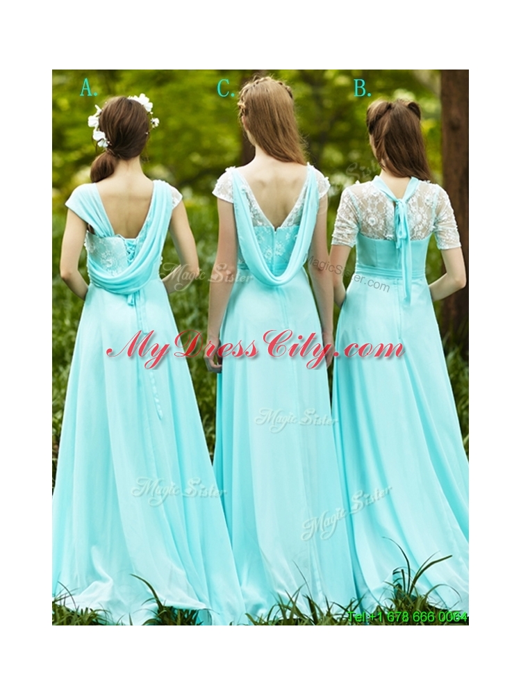 2016 Lovely Chiffon Empire Long Dama Dress in Apple Green