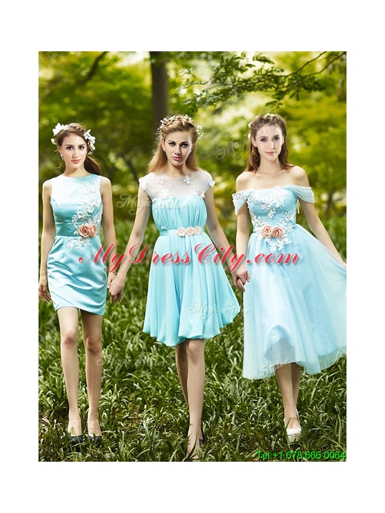 2016 Most Popular Light Blue Dama Dress with Appliques for Spring