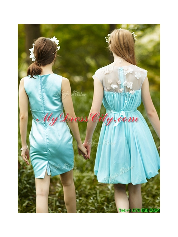 2016 Most Popular Light Blue Dama Dress with Appliques for Spring