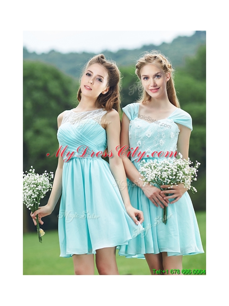 2016 Classical Mint Short Prom Dress with Appliques and Belt