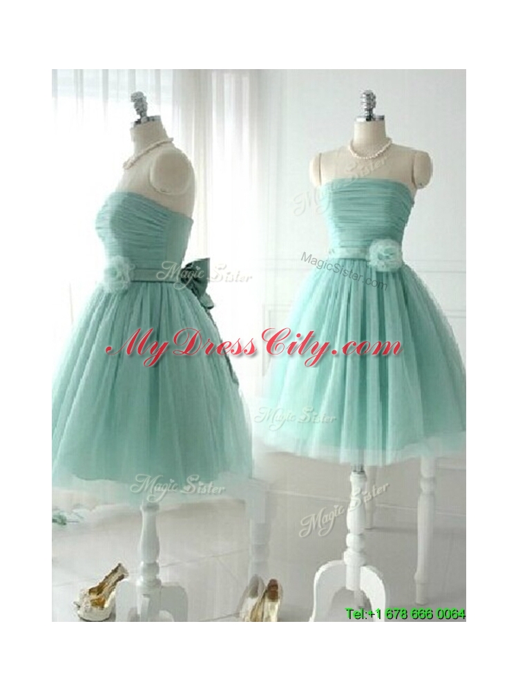 2016 Discount Handcrafted Flower Short Prom Dress in Apple Green