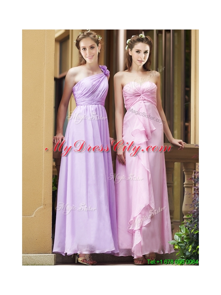 Cheap Empire Ankle Length Zipper Up Bridesmaid Dress in Chiffon