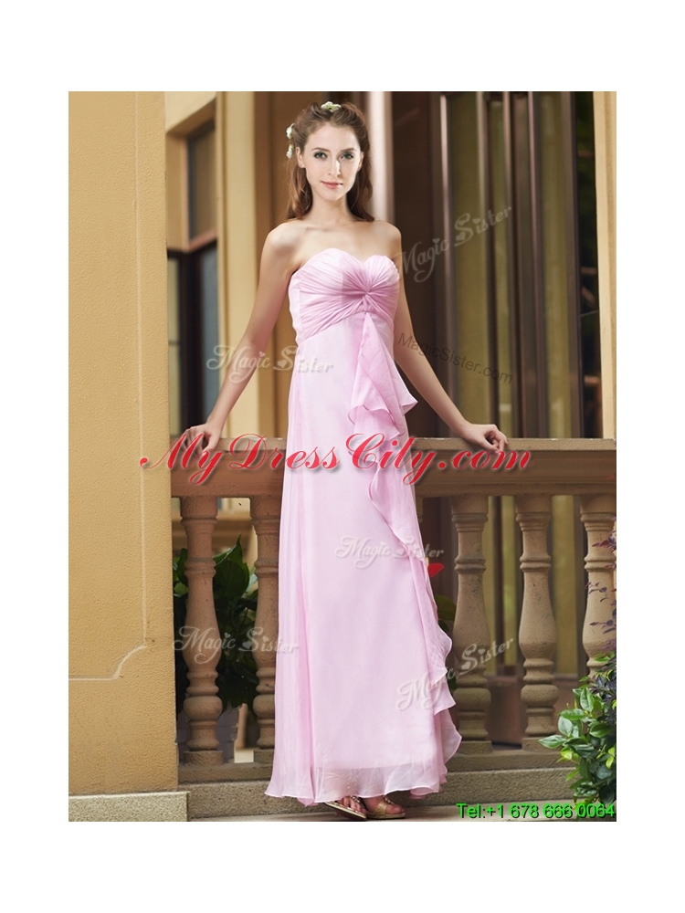 Cheap Empire Ankle Length Zipper Up Bridesmaid Dress in Chiffon