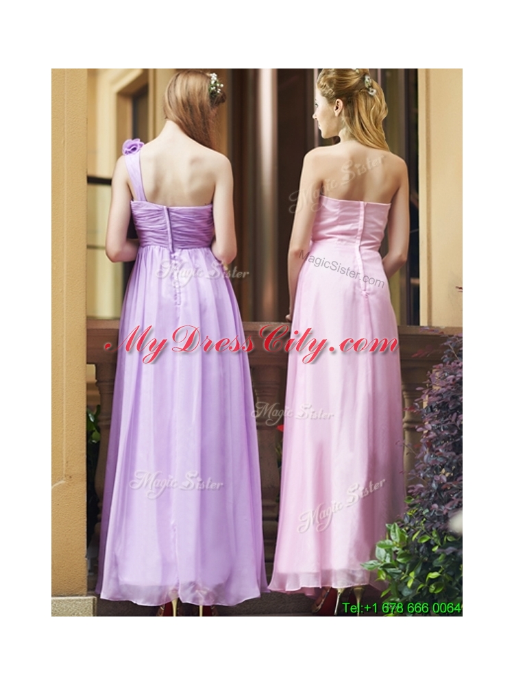 Cheap Empire Ankle Length Zipper Up Bridesmaid Dress in Chiffon