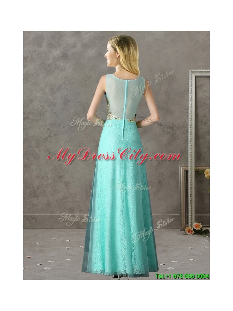 Cheap Beaded and Applique V Neck Bridesmaid Dress in Apple Green