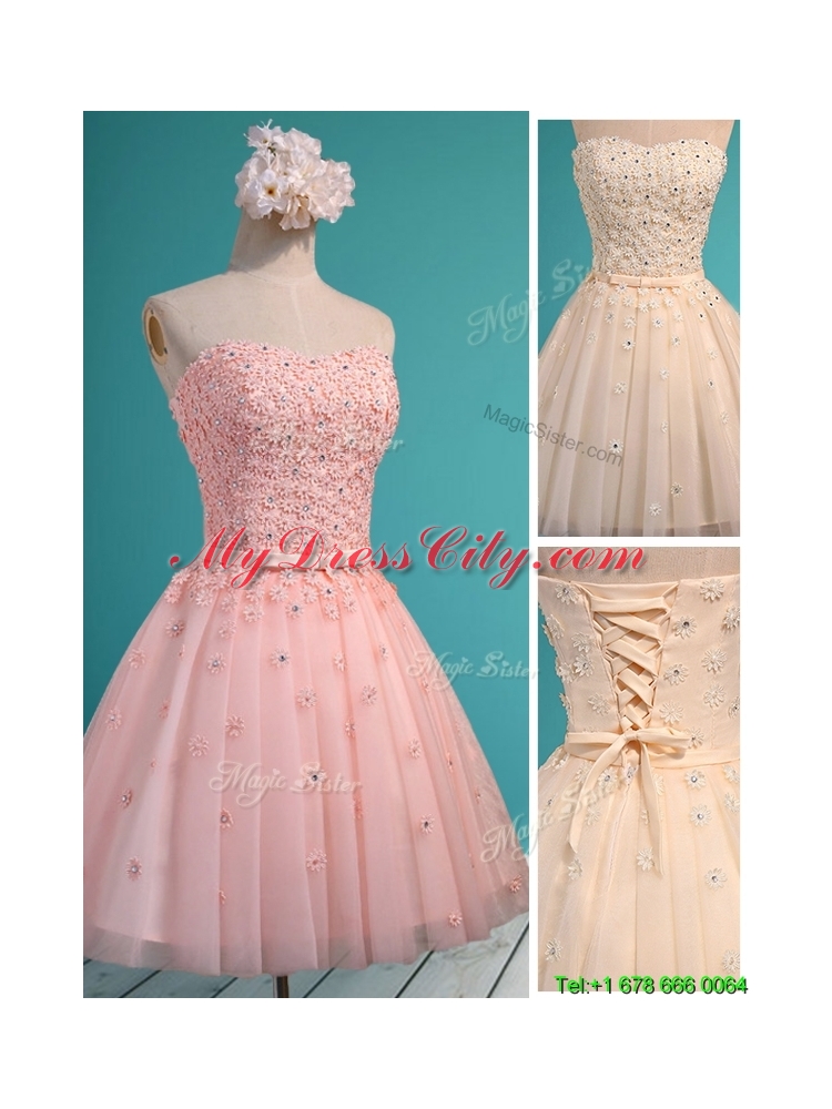 Exquisite Applique and Beaded Sweetheart Prom Dress in Mini Length