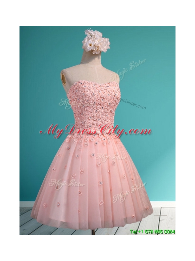 Exquisite Applique and Beaded Sweetheart Prom Dress in Mini Length