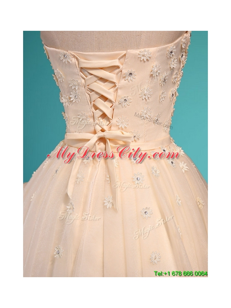 Exquisite Applique and Beaded Sweetheart Prom Dress in Mini Length